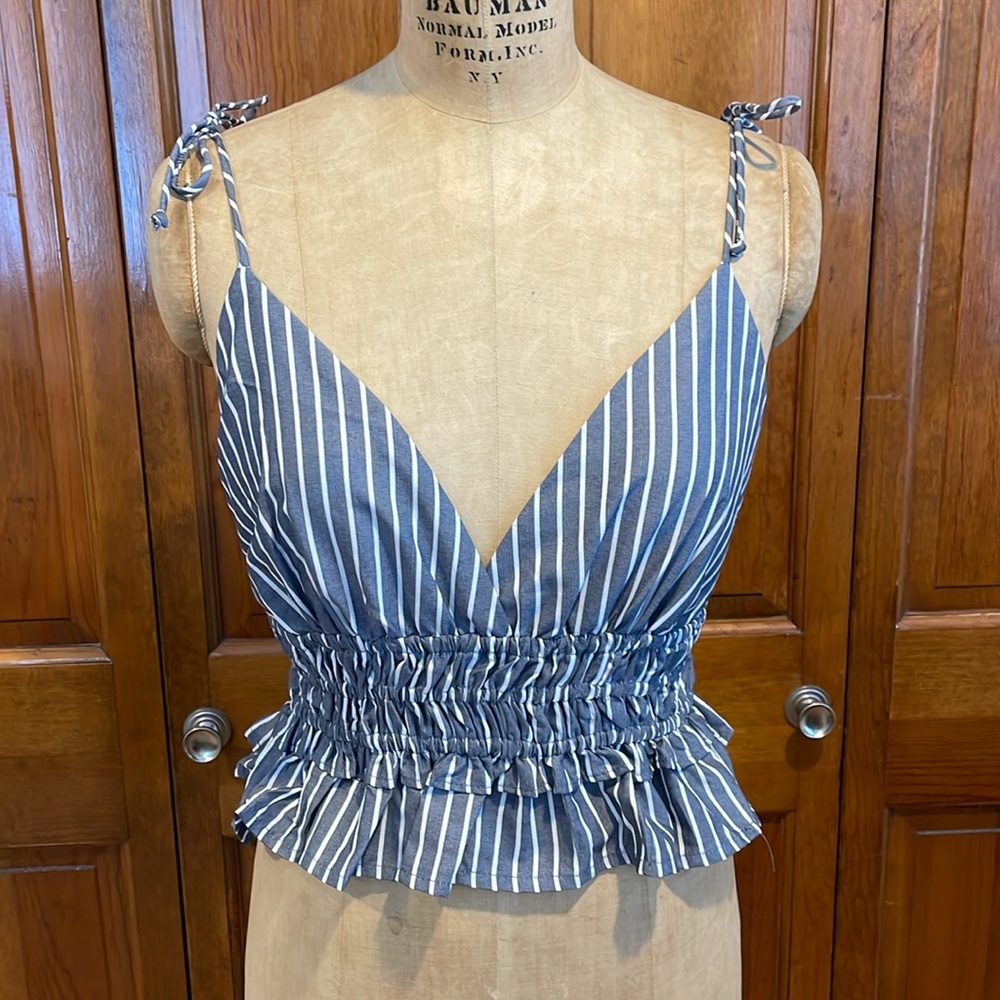 💙 Sim & Sam Backless Scrunch Striped Tank Top - NWT